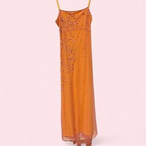 Vintage Y2K gorgeous BCBG Orange Embellished Maxi Dress